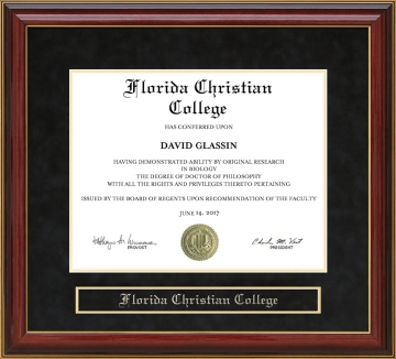 Florida Christian College (FCC) Mahogany Diploma Frame