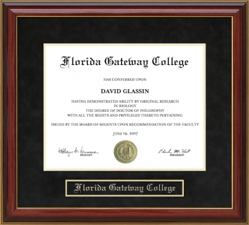 Florida Gateway College (FGC) Mahogany Diploma Frame