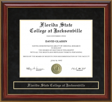 Florida State College at Jacksonville (FSCJ) Mahogany Diploma Frame