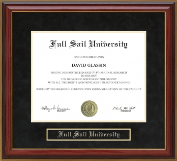 Full Sail University Mahogany Diploma Frame