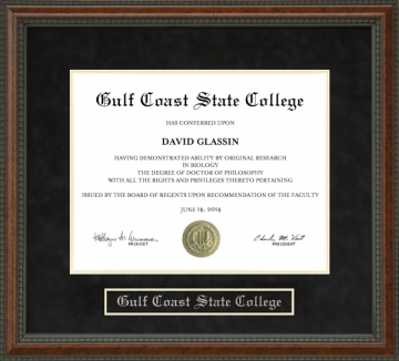 Gulf Coast State College (GCSC) Diploma Frame