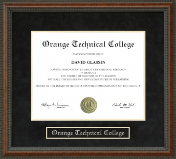 Orange Technical College Diploma Frame