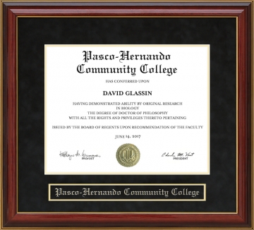 Pasco-Hernando Community College (PHCC) Mahogany Diploma Frame