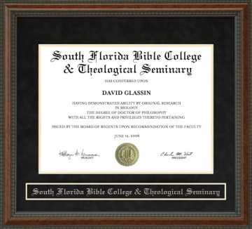 South Florida Bible College & Theological Seminary Diploma Frame