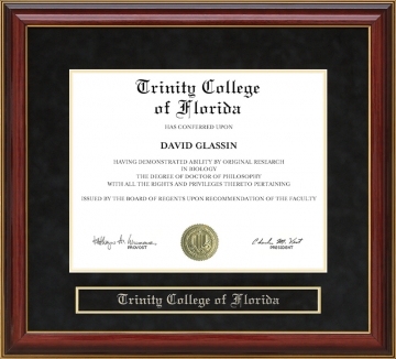 Trinity College of Florida Mahogany Diploma Frame