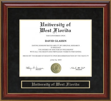 University of West Florida (UWF) Mahogany Diploma Frame