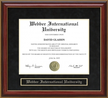 Webber International University (WIU) Mahogany Diploma Frame