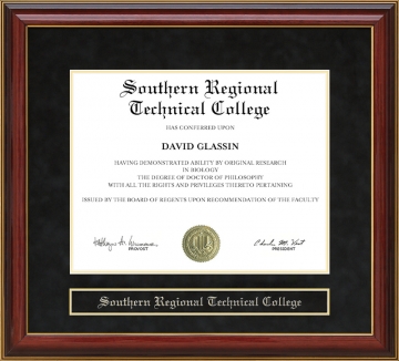 Southern Regional Technical College Mahogany Diploma Frame