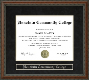 Honolulu Community College Diploma Frame