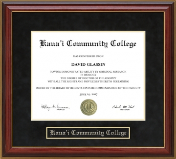 Kaua'i Community College Mahogany Diploma Frame