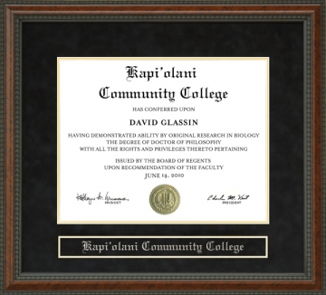 Kapi'olani Community College (KCC) Diploma Frame