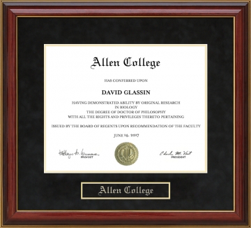 Allen College Mahogany Diploma Frame