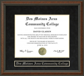 Des Moines Area Community College (DMACC) Diploma Frame