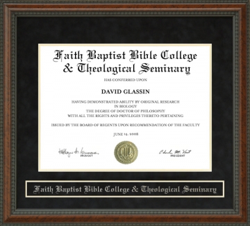 Faith Baptist Bible College & Theological Seminary Diploma Frame