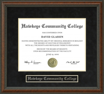 Hawkeye Community College Diploma Frame