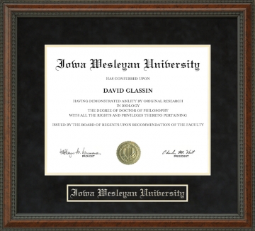 Iowa Wesleyan University Diploma Frame