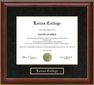 Loras College Mahogany Diploma Frame