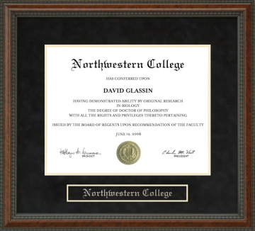 Northwestern College Diploma Frame