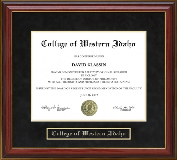 College of Western Idaho (CWI) Mahogany Diploma Frame