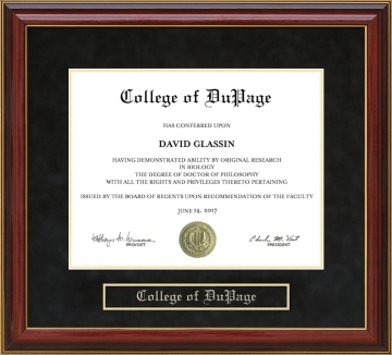 College of DuPage (COD) Mahogany Diploma Frame