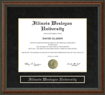 Illinois Wesleyan University (IWU) Diploma Frame