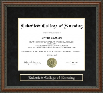 Lakeview College of Nursing Diploma Frame