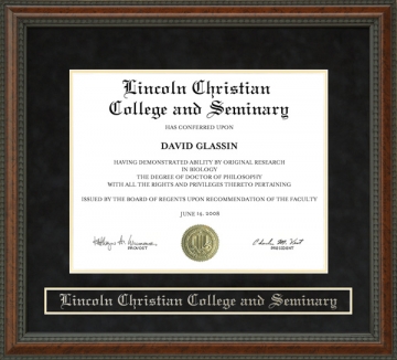 Lincoln Christian College and Seminary (LCCS) Diploma Frame