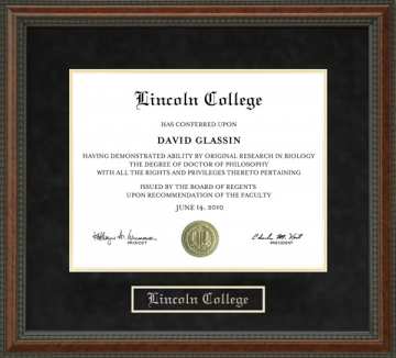 Lincoln College Diploma Frame