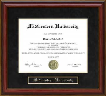 Midwestern University (MWU) Mahogany Diploma Frame