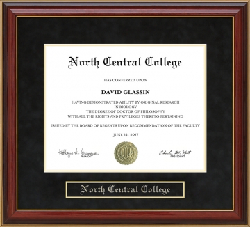 North Central College (NCC) Mahogany Diploma Frame