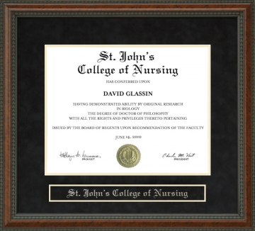 St. John's College of Nursing Diploma Frame