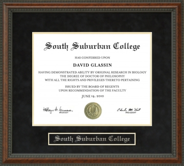 South Suburban College Diploma Frame