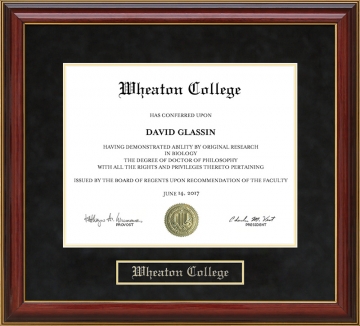 Wheaton College Mahogany Diploma Frame