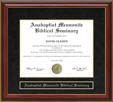 Anabaptist Mennonite Biblical Seminary Mahogany Diploma Frame