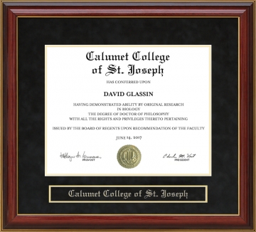 Calumet College of St. Joseph (CCSJ) Mahogany Diploma Frame