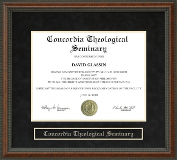 Concordia Theological Seminary Diploma Frame