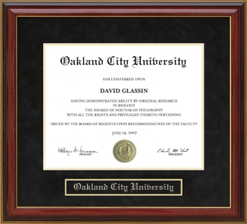 Oakland City University (OCU) Mahogany Diploma Frame