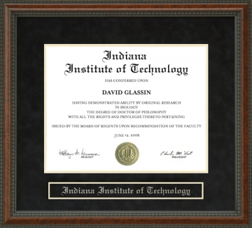 Indiana Institute of Technology (Indiana Tech) Diploma Frame