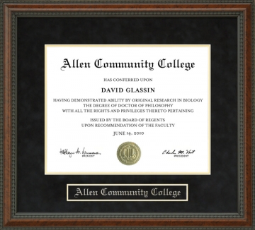 Allen Community College Diploma Frame