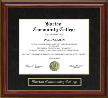 Barton Community College Mahogany Diploma Frame