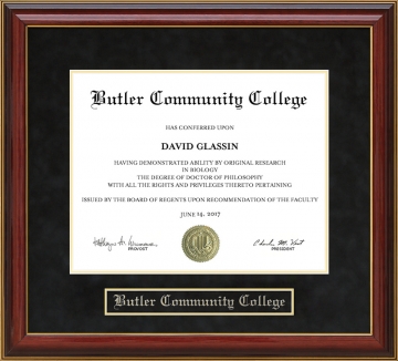 Butler Community College Mahogany Diploma Frame