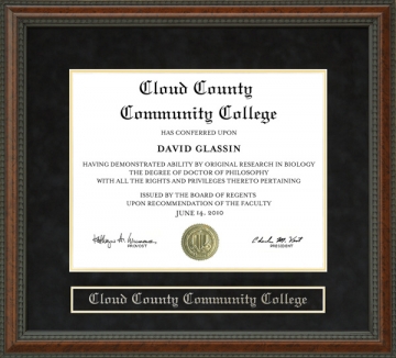 Cloud County Community College Diploma Frame