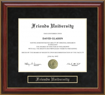 Friends University Mahogany Diploma Frame