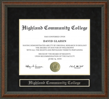 Highland Community College Diploma Frame