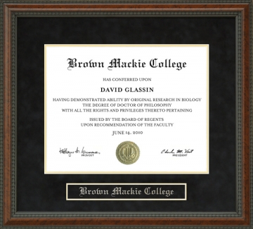 Brown Mackie College Diploma Frame