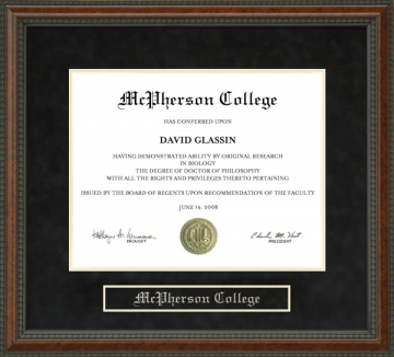 McPherson College (MC) Diploma Frame