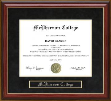 McPherson College (MC) Mahogany Diploma Frame