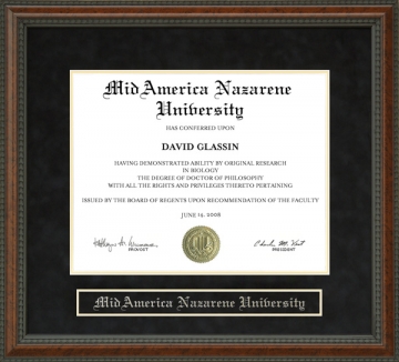 MidAmerica Nazarene University (MNU) Diploma Frame