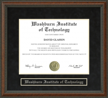 Washburn Institute of Technology Diploma Frame