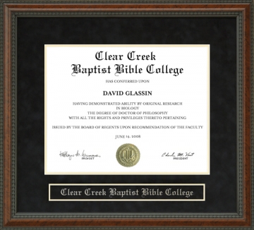 Clear Creek Baptist Bible College (CCBBC) Diploma Frame